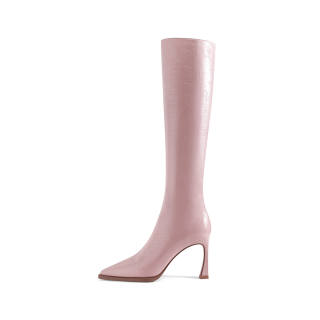 Hoov Top Grain Cow Leather Knee high Boots 8.5cm Women's