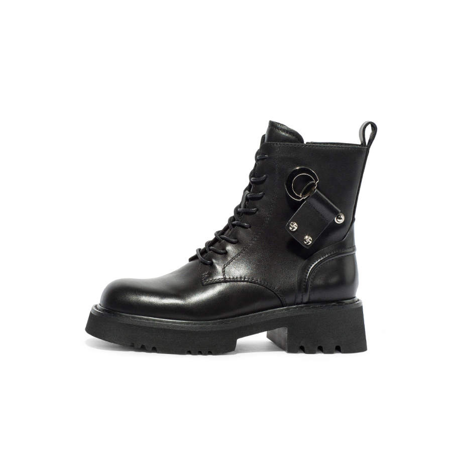 Coup De Foudre Cow Leather Short Combat Boots 5cm Women's