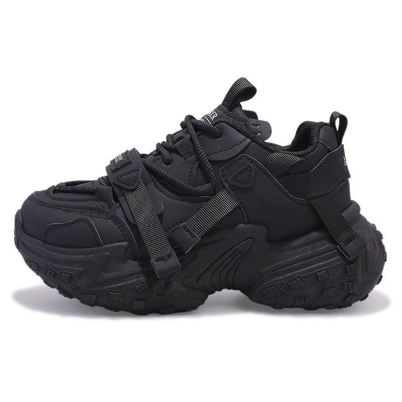 SNXR Artificial Leather Abrasion Resistant Abrasion Resistant Low top Chunky Sneakers Women's Black