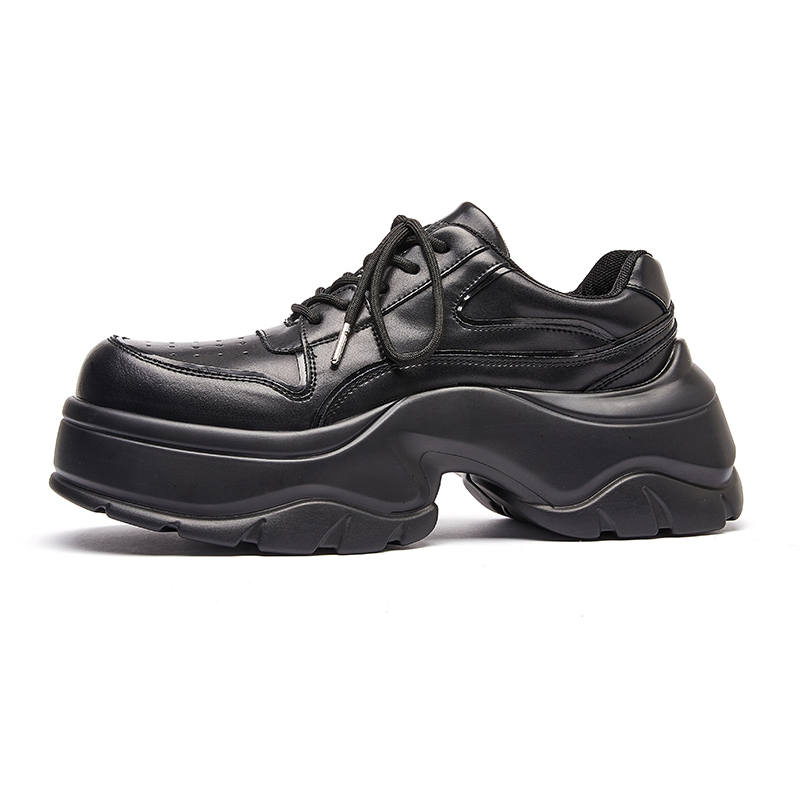 JIDONGRENKOU Cow Split Leather Casual Shoes Men's Black