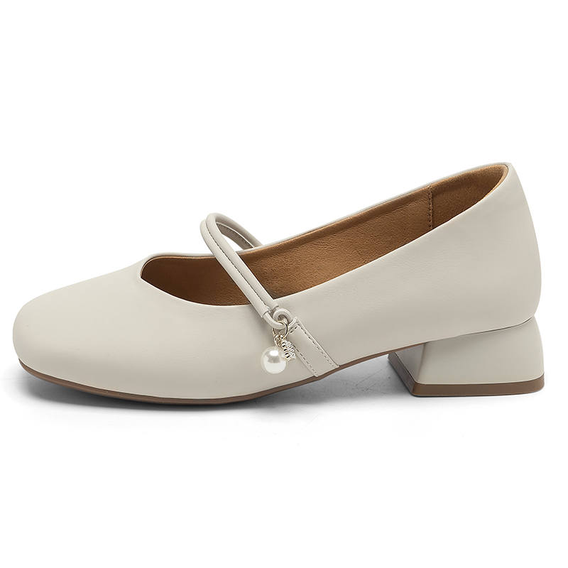 AGSDON Mary Jane Shoes Women's Beige/Apricot