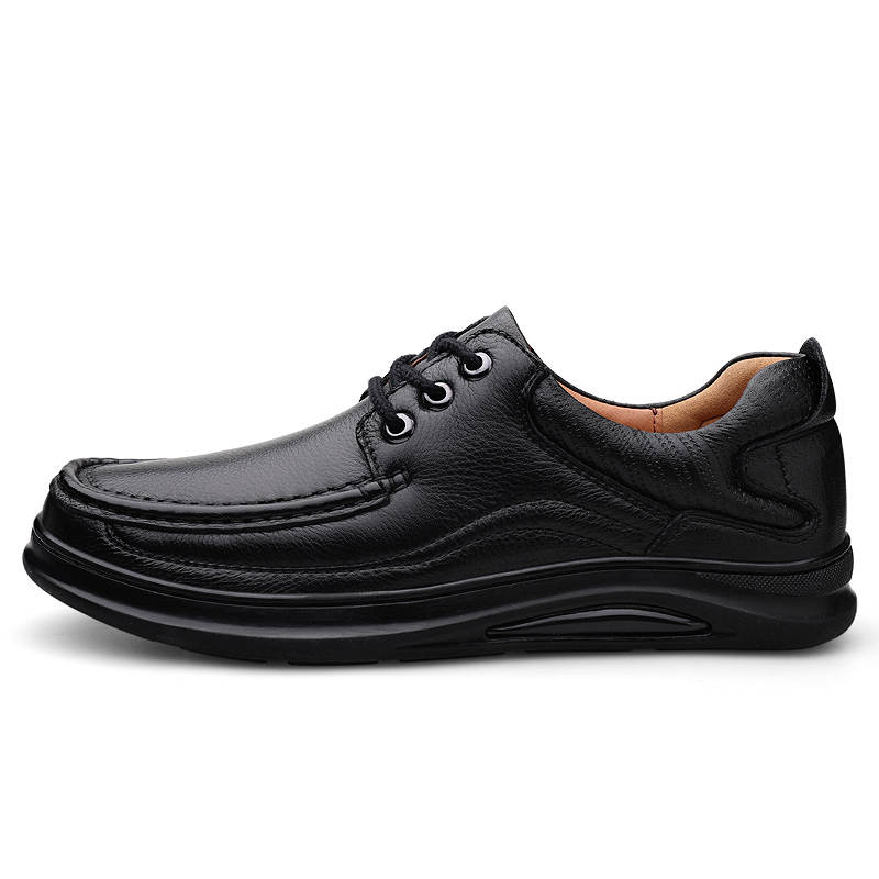 YINGLUNQISHI Top Grain Cow Leather Casual Shoes Men's Black