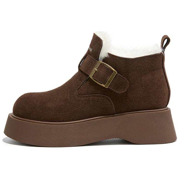 DAPHNE Cow Split Leather Fashion Trend Platform Fleece Lined Casual Shoes Women's
