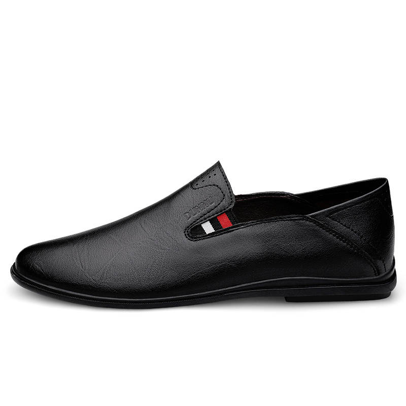 DUNNU Casual Leather Shoes Men's Low Top Black