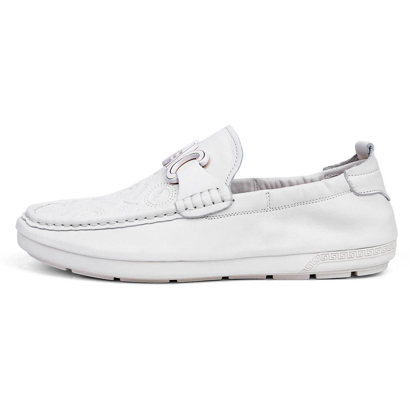 PALMPOLO Top Grain Cow Leather Casual Shoes Men's White