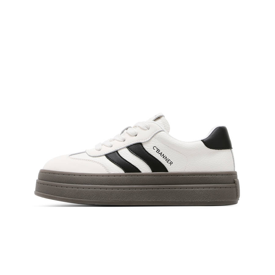 C°BANNER Cushioning Abrasion Resistant Height Increasing Low top Skateboard Shoes Women's Beige Black