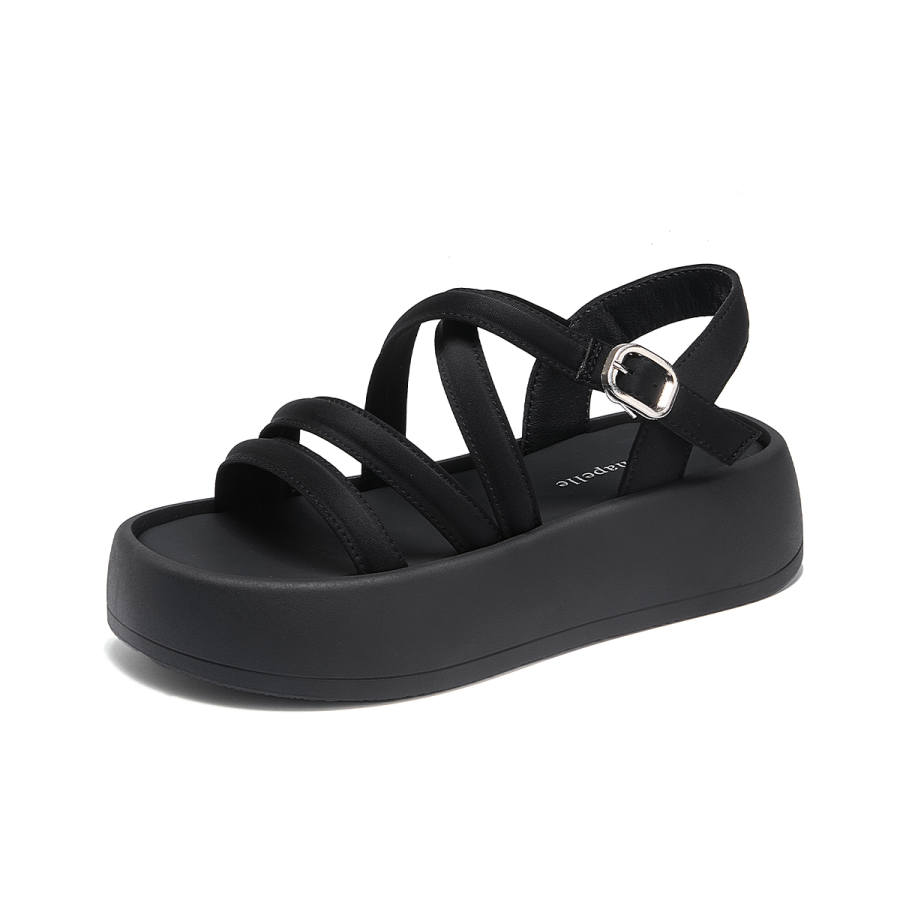 La Chapelle Pu One Strap Sandals Women's Black