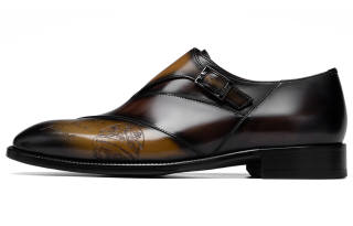 ROBERTA DI CAMERINO Top Grain Cow Leather Gradient Dress Shoes Men's Yellow Brown
