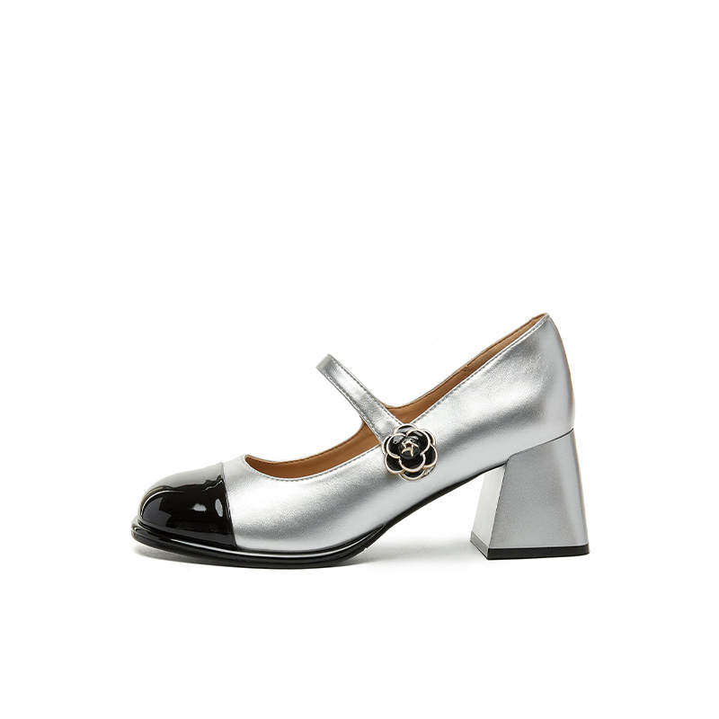 DAPHNE DAPHNE Pu Chunky Heel Mary Jane Shoes 6CM Women's
