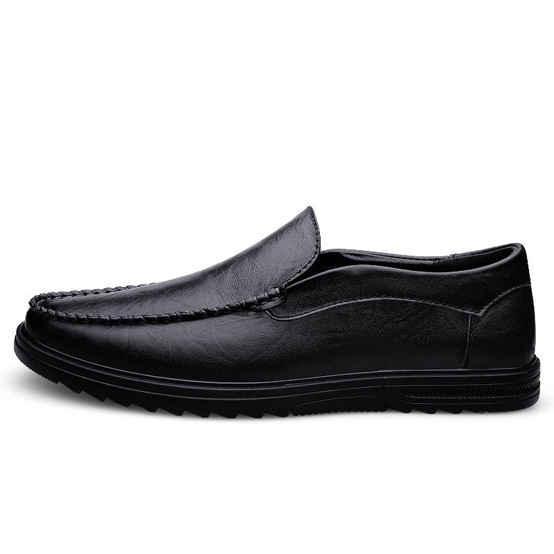 YINGLUNQISHI Top Grain Cow Leather Casual Shoes Men's Black