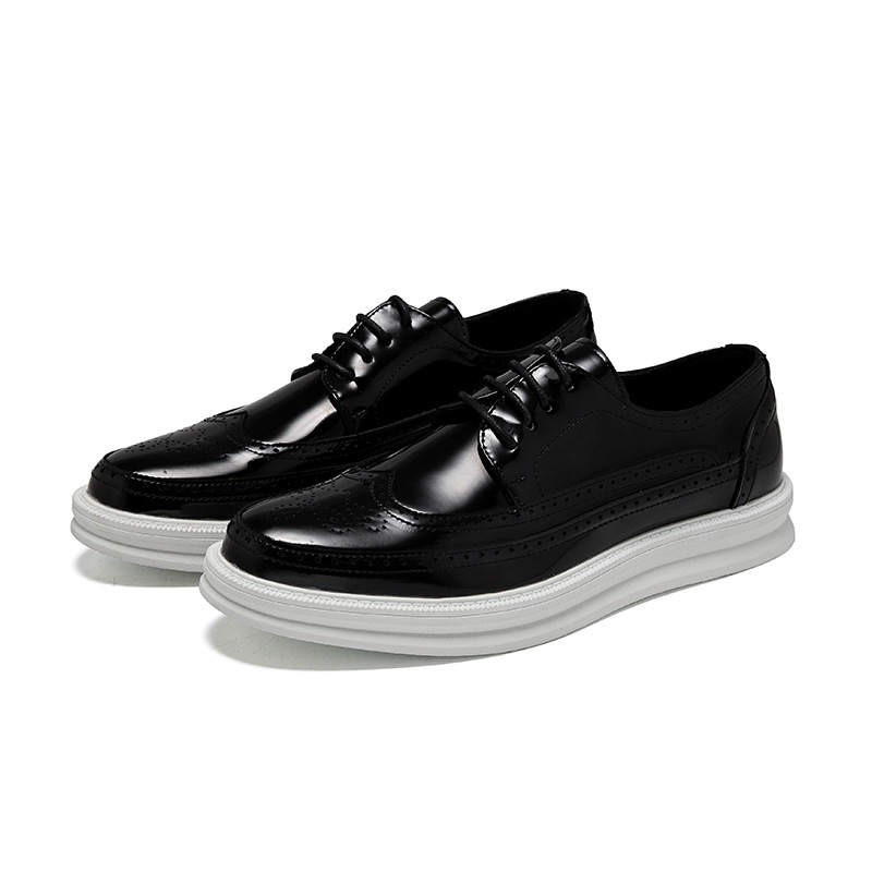 WEISHIBANGWEI Patent Leather Casual Leather Shoes Men's Black