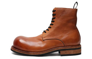 Viplander Horse Leather Crew Combat Boots 4cm Men's Brown