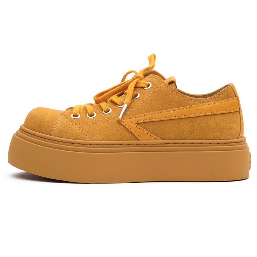 SMFK Cow Suede Low top Skateboard Shoes Women's Ginger Yellow