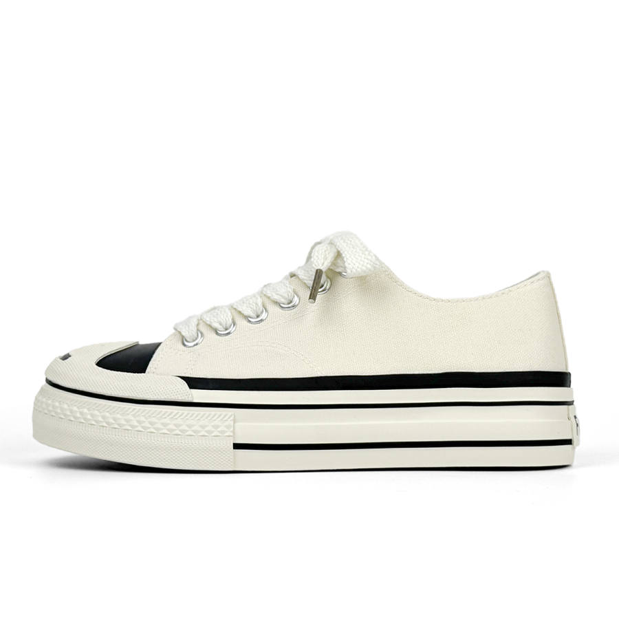 VASIBAEN Low top Canvas Shoes Men's Pearl White