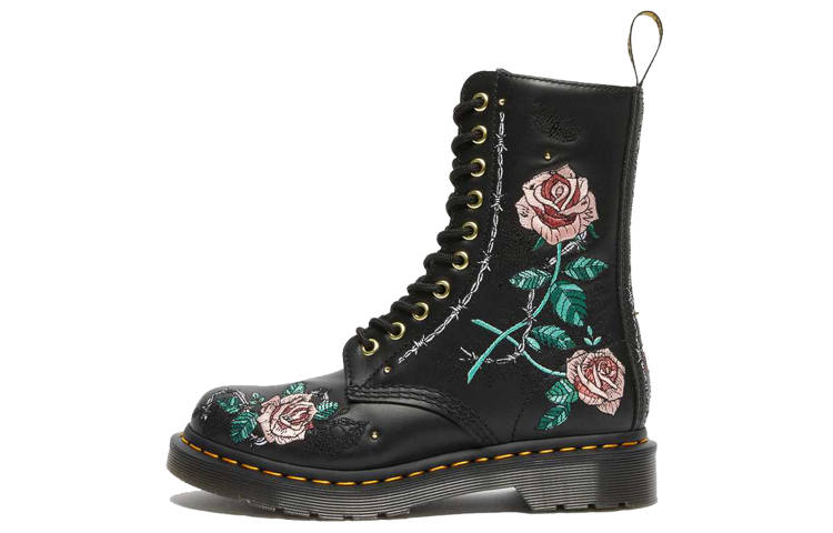 Dr.Martens Dr. Martens Dr.Martens 1490 Vonda Floral Leather Mid Calf Boots 'Black' Women's