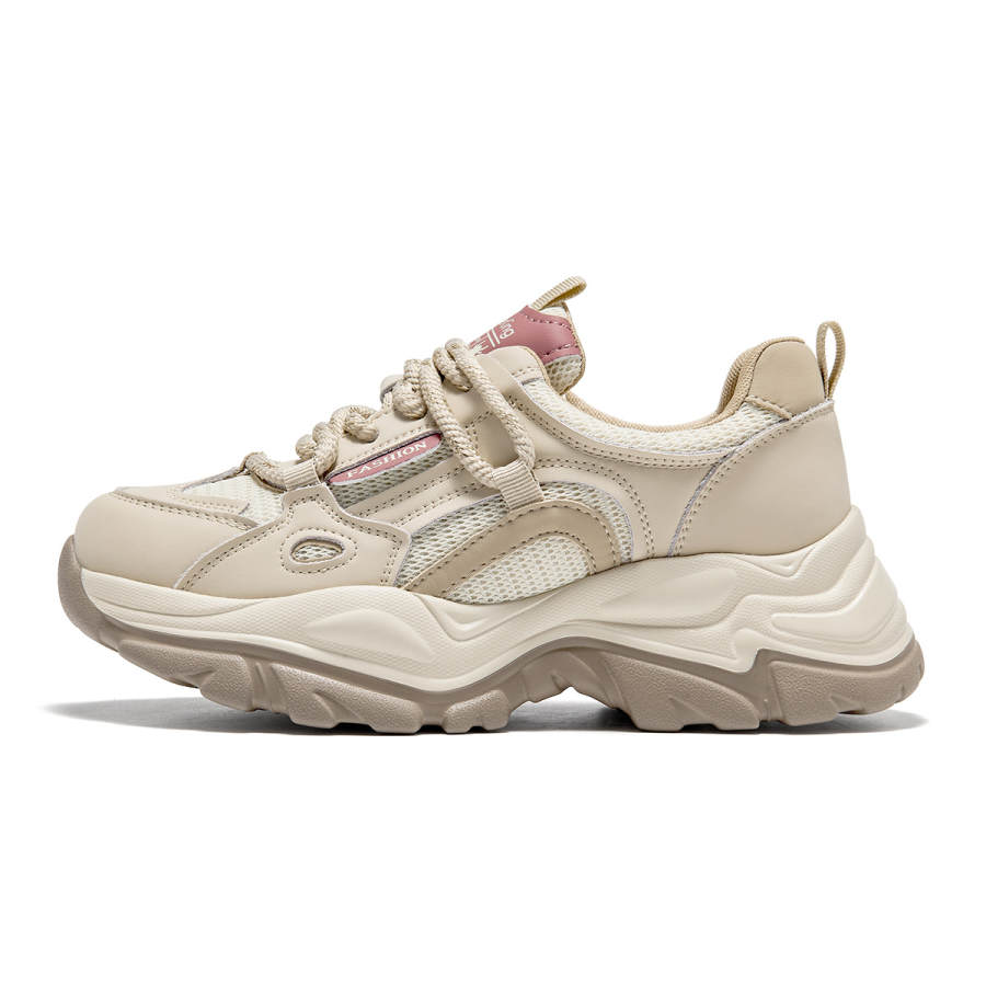 Spider King Fabric Low top Chunky Sneakers Women's Apricot