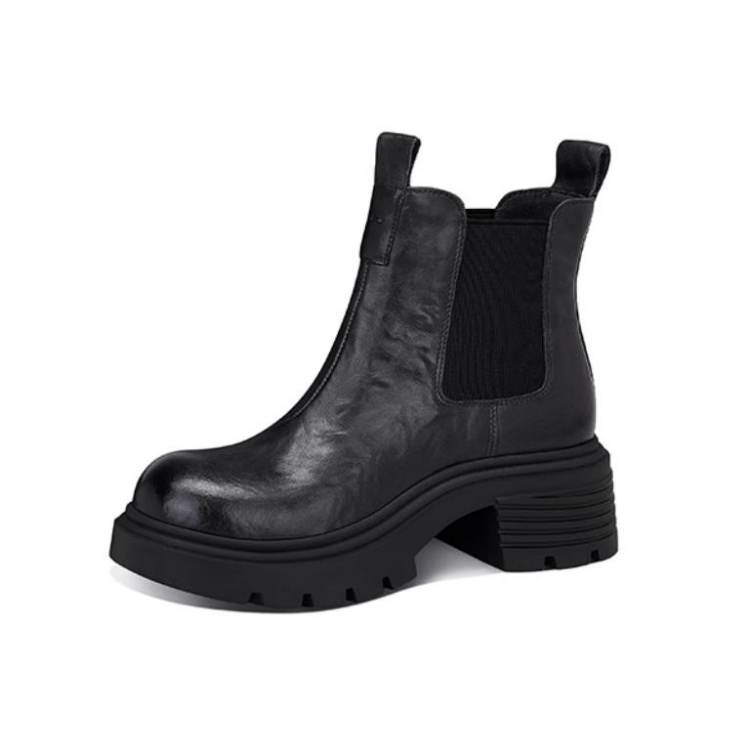 JESSICA SOPHIA Cow Leather Short Chelsea Boots 5.5cm Women's