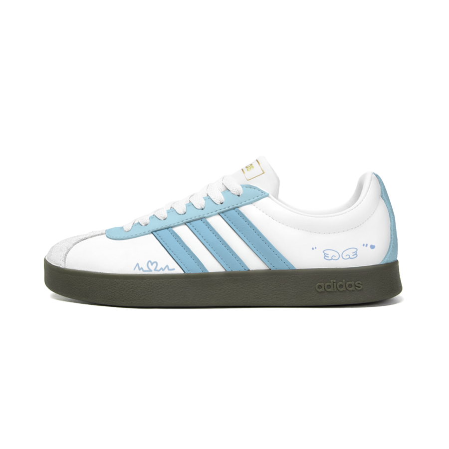 Adidas Adidas VL COURT 2.0 Big Fish Manufacturing, Ice Blue Essence Leather Abrasion Resistant Slip Resistant Low top