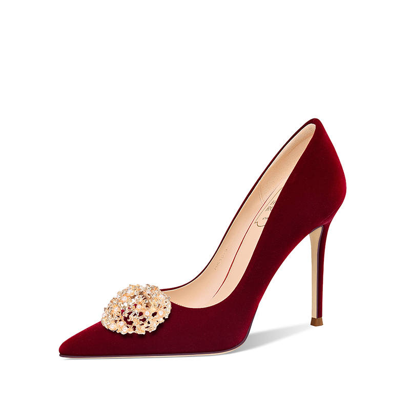 Holy Rose Slim Heel Commemoration High Heels 10cm Women's Burgundy