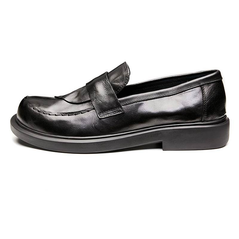 Brounvanm Top Grain Cow Leather Casual Shoes Men's Black