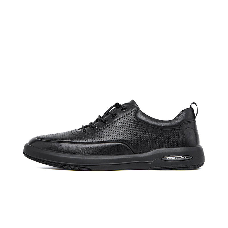 VICKI BROWN Cow Leather Minimalist Style Men's Casual Shoes Men's Black