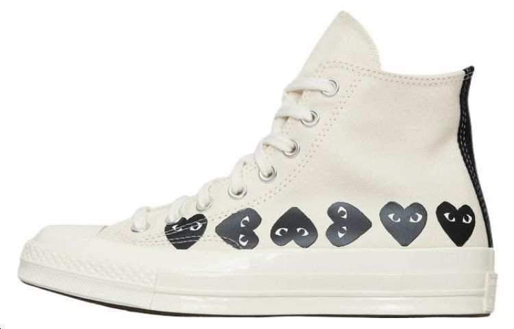 CDG Play Converse x CDG Play Canvas High top Skateboard Shoes Unisex White