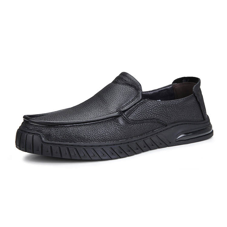 SENJIALUO Sheepskin Casual Shoes Men's Black