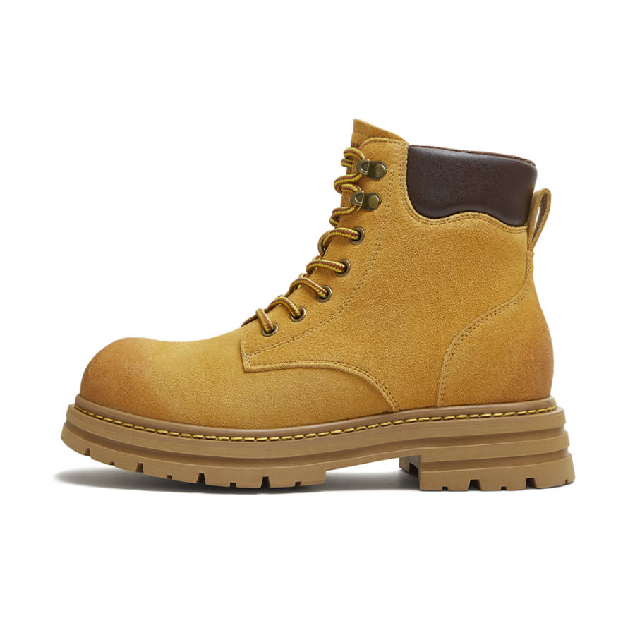 Teenmix Pre Fall Hiking Boots, Classic Yellow Boots Short Combat Boots Unisex