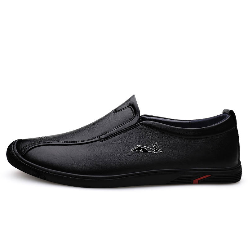 YINGLUNQISHI Top Grain Cow Leather Casual Shoes Men's Black