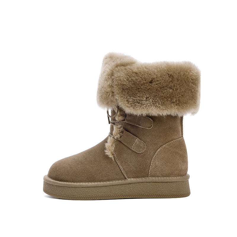 ST&SAT Cow Split Leather Abrasion Resistant Abrasion Resistant Short Snow Boots Women's