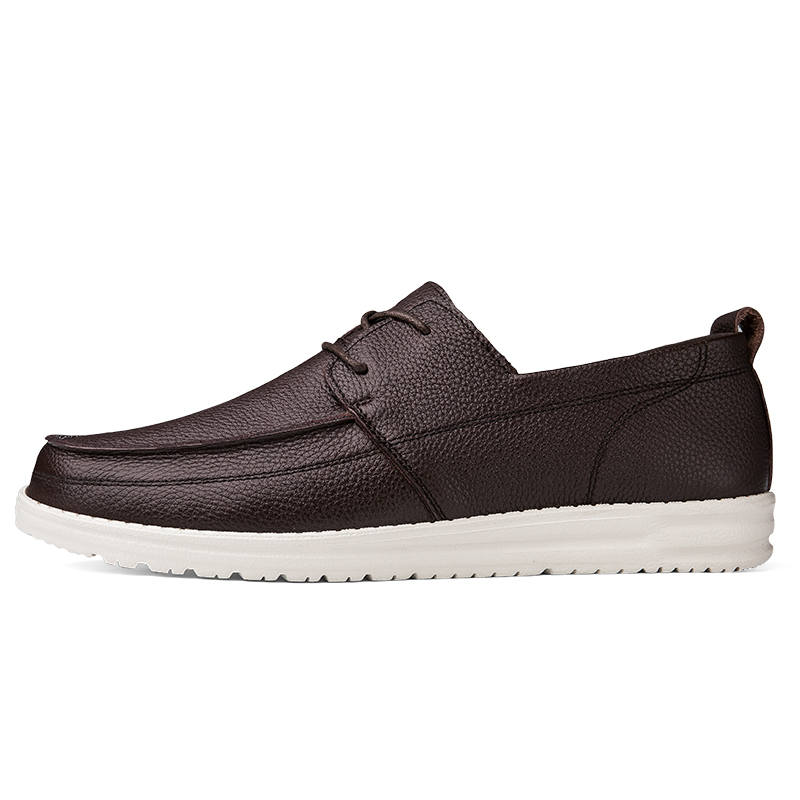 YINGLUNQISHI Cow Leather Casual Shoes Men's Brown