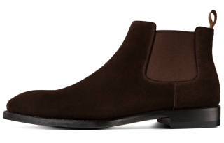 THOM WILLS Cow Suede Short Chelsea Boots Men's Dark Coffee