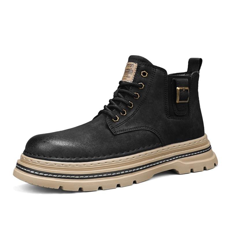 YEARCON Casual Shoes Men's Mid Top Black, Dried Leaf Brown