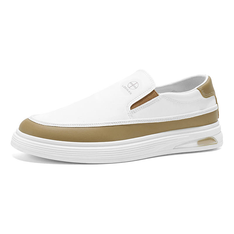 SHOUBA Men's Casual Shoes Men's Low Top Khaki/Black
