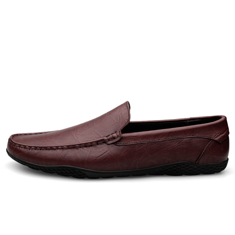 YINGLUNQISHI Top Grain Cow Leather Casual Shoes Men's Dark Brown