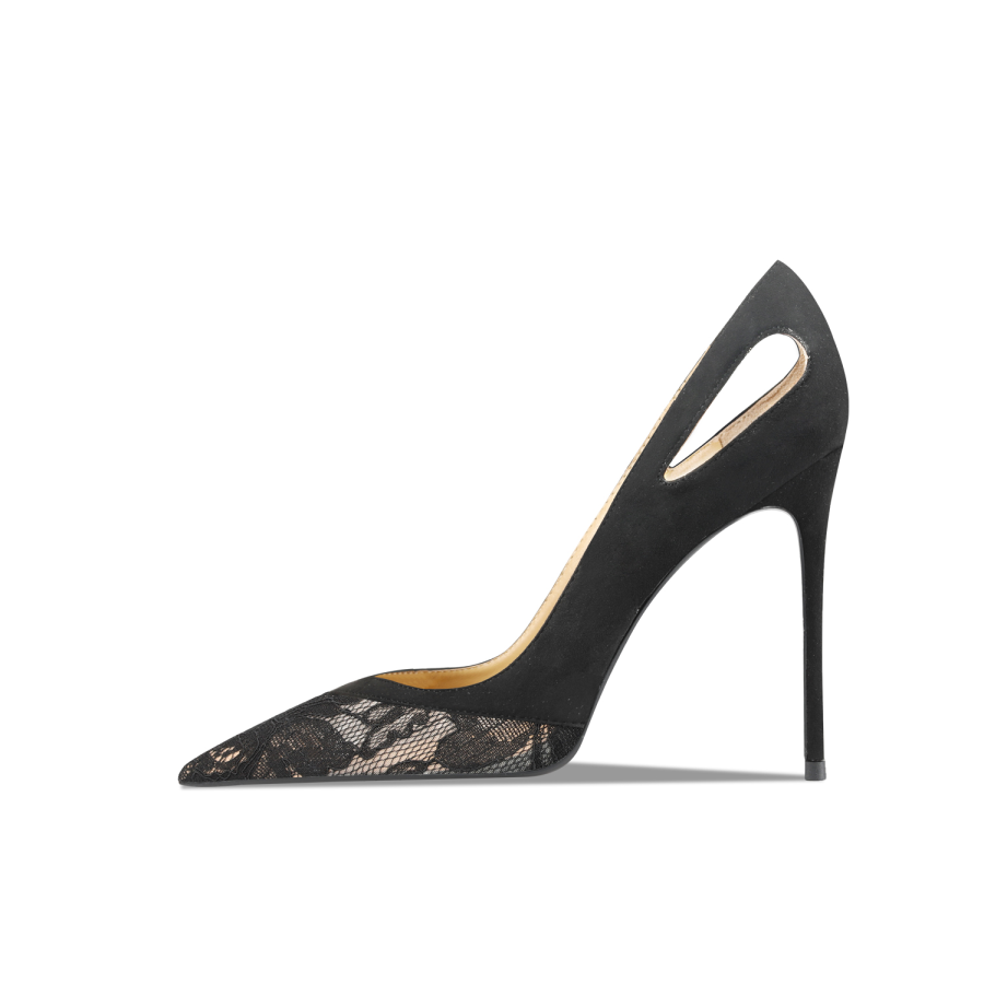 Suyymakk Suede Slim Heel High Heels Women's Black
