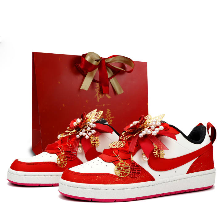Nike Nike Court Borough Long Lasting And Enduring Cushioning Low top Skateboard Shoes Women's Red