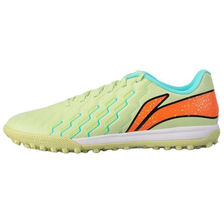 Li-Ning Li Ning Brocade Artificial Turf, Natural Grass Slip Resistant Abrasion Resistant Soccer Shoes Men's Green Orange