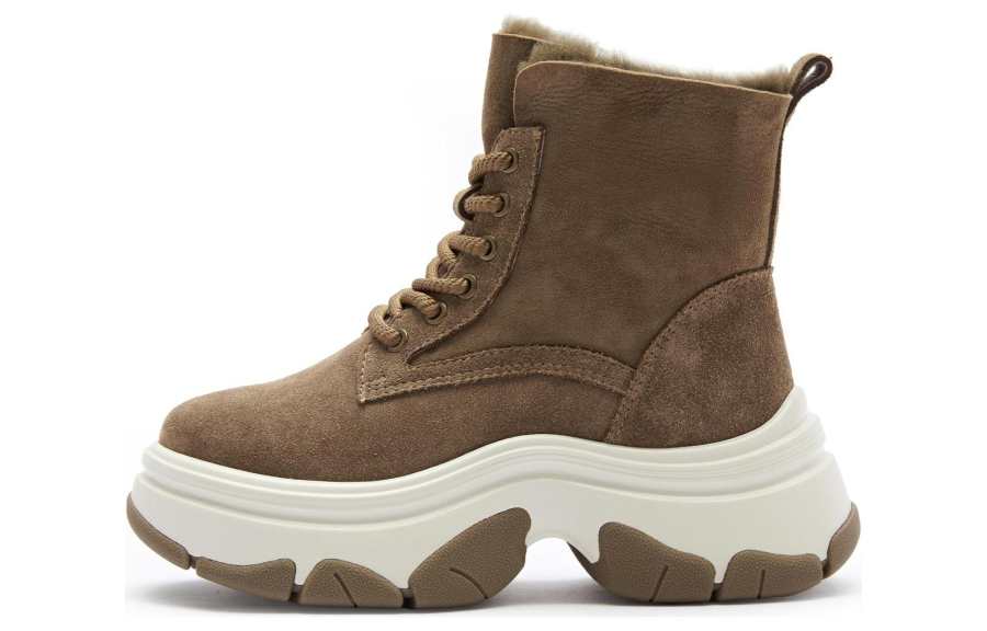 Staccato Cow Suede Short Snow Boots Women's Dark Brown
