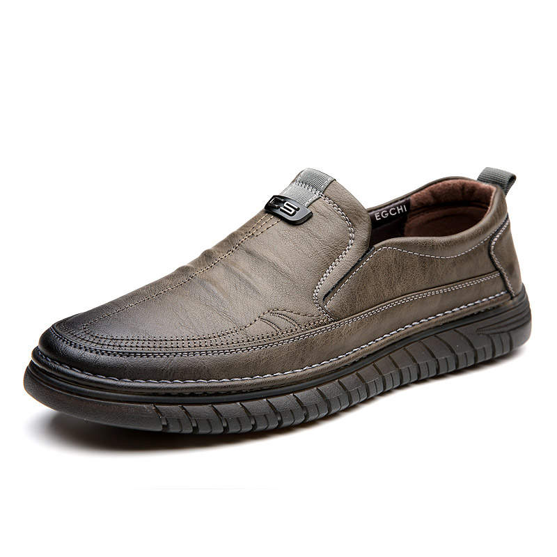 EGCHI Casual Leather Shoes Men's Mid Top Black/Umber