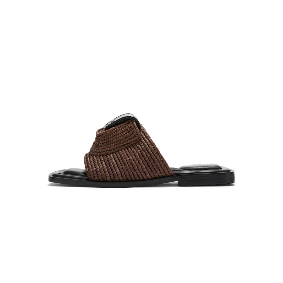 Untitlab Multiple Material Patchwork Slide Slippers Unisex Coffee