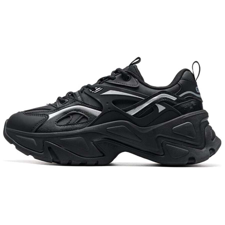 XTEP Slip Resistant Abrasion Resistant Low top Casual Shoes Women's Black Silver