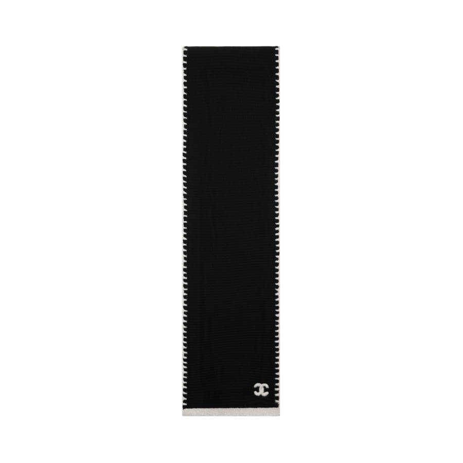 CHANEL Knit Scarves Women's Black