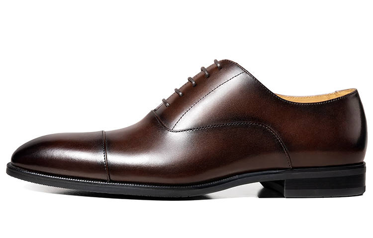 THOM WILLS British Business Casual Calfskin Oxford Shoes Old Money Style Dress Shoes Men's Dark Brown