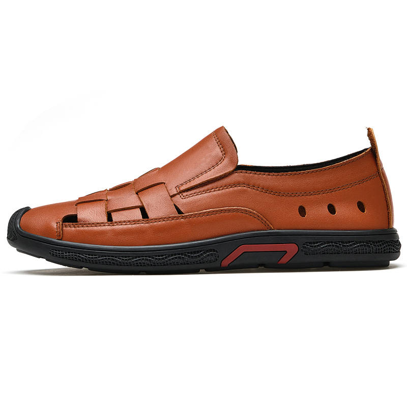CKVUSAMG Top Grain Cow Leather Casual Shoes Men's Brown