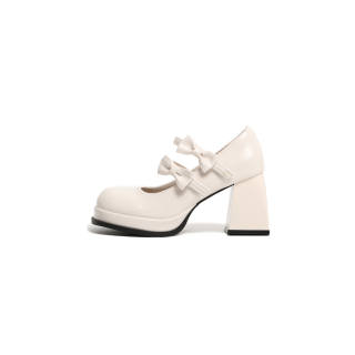 LXVB Pu Chunky Heel Mary Jane Shoes 8cm Women's