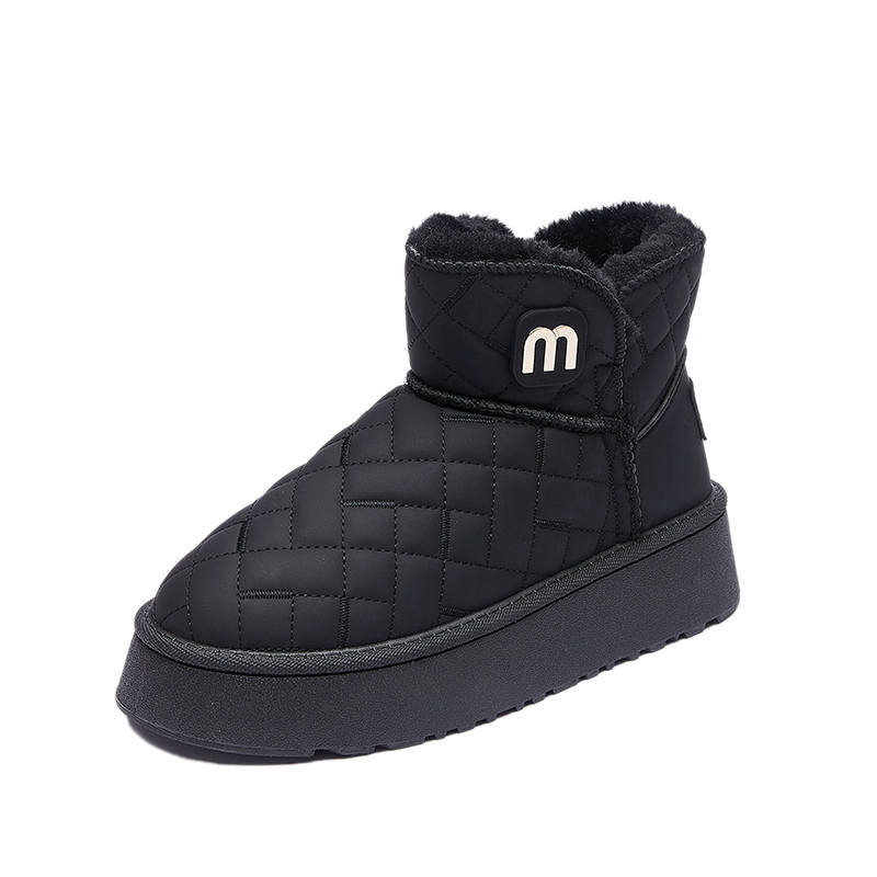 GONGNIULEITING Pu Thermal Slip Resistant Cushioning Thermal Slip Resistant Cushioning Short Snow Boots Women's