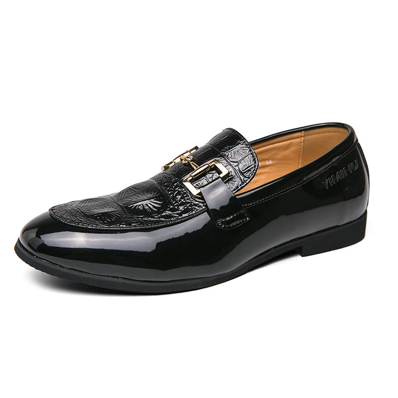 YIMINU Casual Leather Shoes Men's Low Top Black