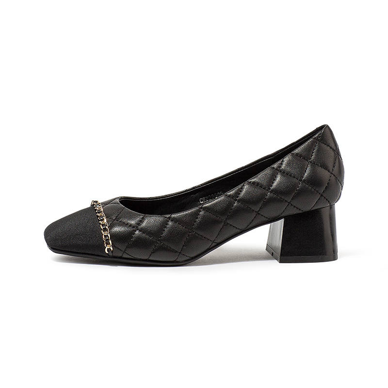 Coup De Foudre Sheepskin Chunky Heel High Heels 4.5cm Women's