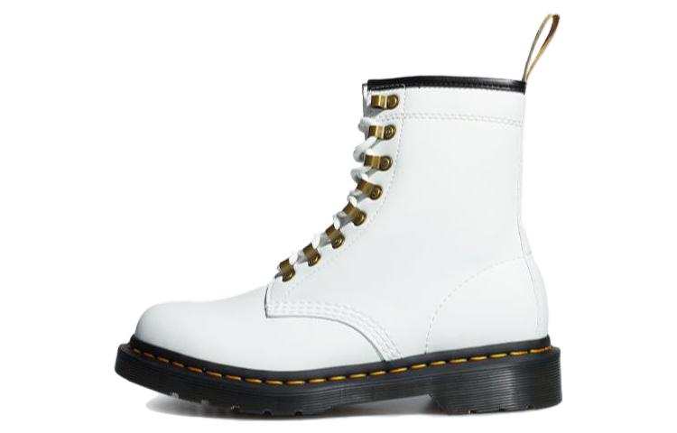 Dr.Martens Dr.Martens Leather Short Mid Calf Combat Boots Women's White